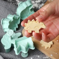 4pcs dinosaur moulds spring press moulds fondant crown dog horse cake cookie cutters cartoon theme decoration baking tools stamp