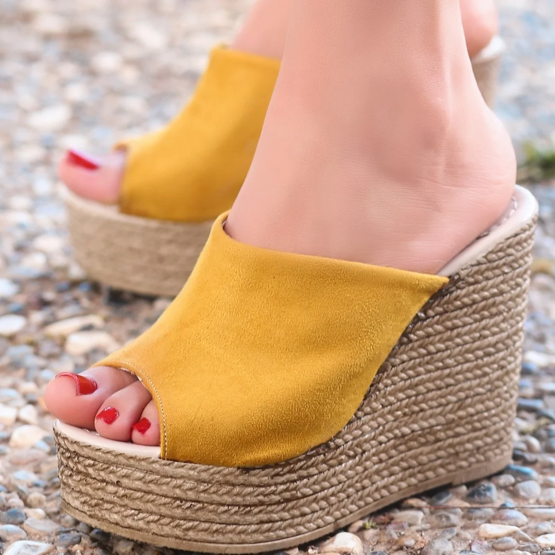 

Tonar Jannifer, горчичные Замшевые женские тапочки на каблуках с наполнителем, сезон весна-лето, крутой комфортный стиль, Новое поступление, Повсе...