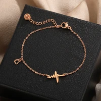 titanium steel metal rose gold hollow heart anklet charm for women decoration new brand 2022