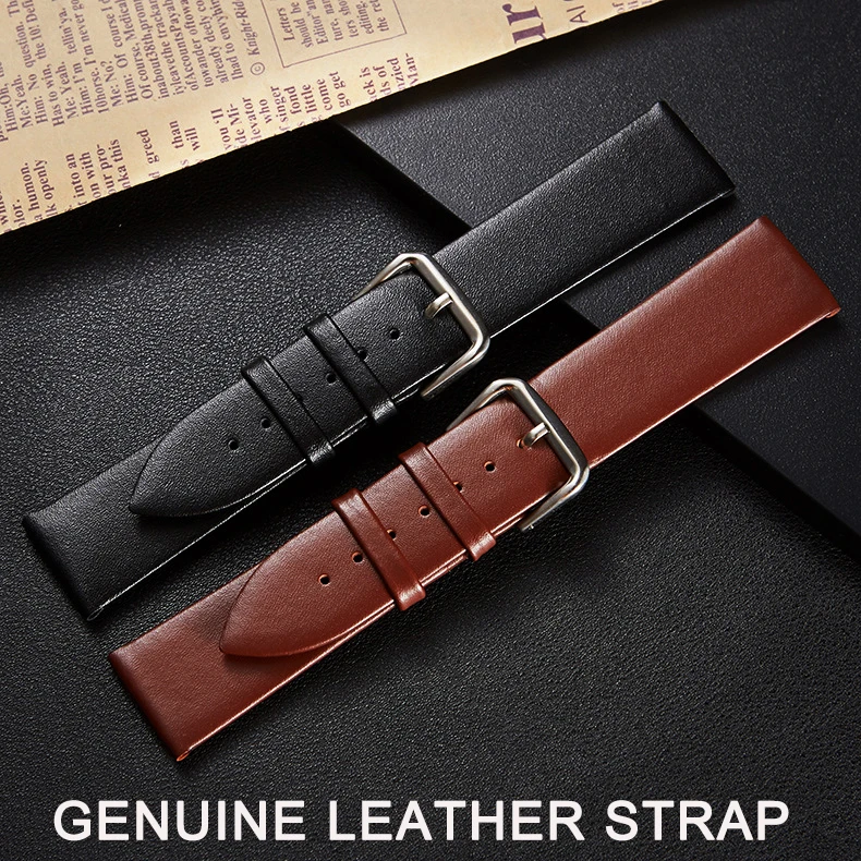 

Watchbands Pin Stripe Leather Strap Ultra-Thin Watch Band Soft Wristlets 12/14/16/18/20/22/24mm Watch Strap Watch Accessories