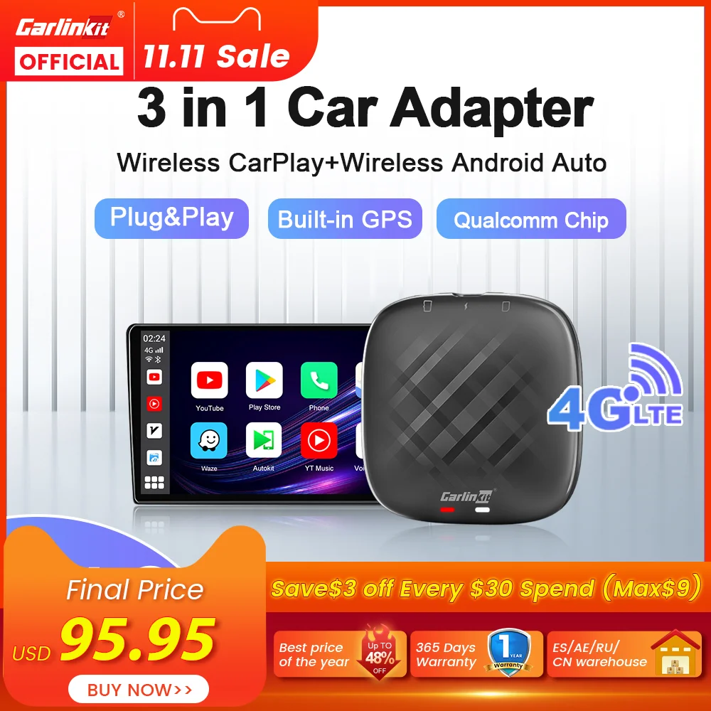 Дешево CarlinKit беспроводной CarPlay Android 11 Android Авто Ai Box Мини USB адаптер YouTube для Audi Honda Nissan Kia VW Toyota Haval GPS