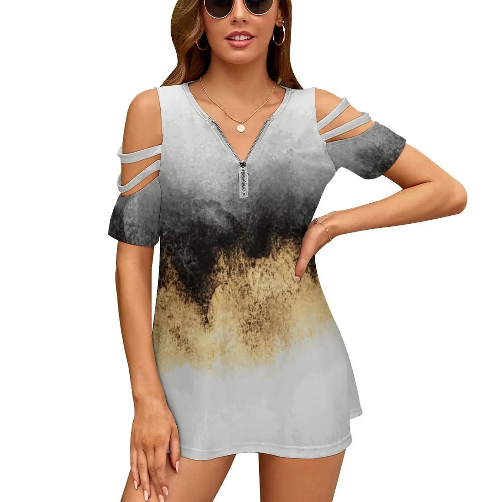 

Женская Винтажная Футболка с принтом, на молнии