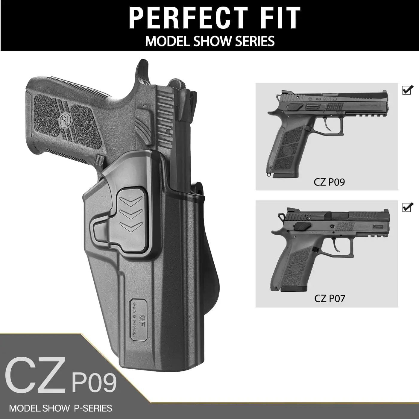 Фото Кобура CZ P09, для CZ P-07 и P-09, внешний пояс, правая кобура WiB Paddle, система открывания пальцев с индексом, регулируемая банка №1
