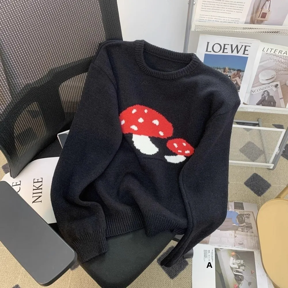 Плюс размер Вчора романтические забавы молодой грибной жаккардовый свитер