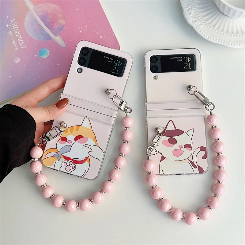 

Face Pinching Cat Eats Fish Cat Phone Case for Samsung Galaxy Z Flip 3 Z Flip 4 Hard PC Back Cover for ZFlip3 ZFlip4 Case Shell