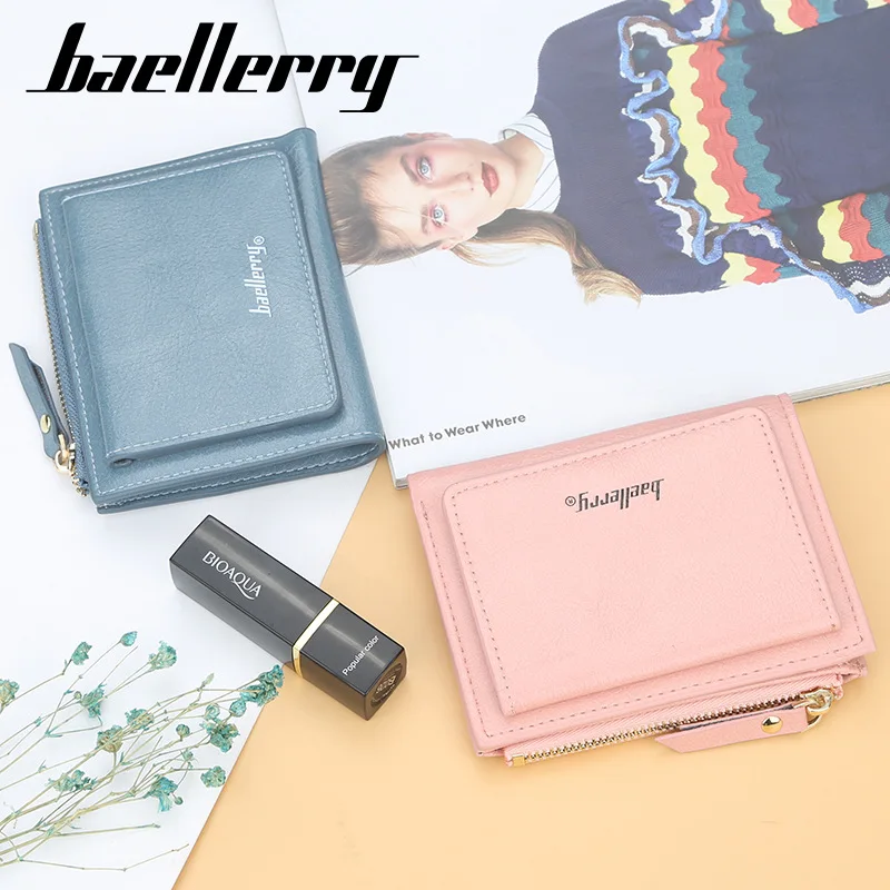 Новый женский короткий кожаный кошелек на молнии с двойной пряжкой в европейском