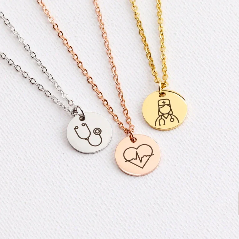 

Doctors Day Gift Personalized Medical Necklace Nurse Necklace Doctor Necklaces for Women Medical Jewelry Custom Coin Charm Neckl