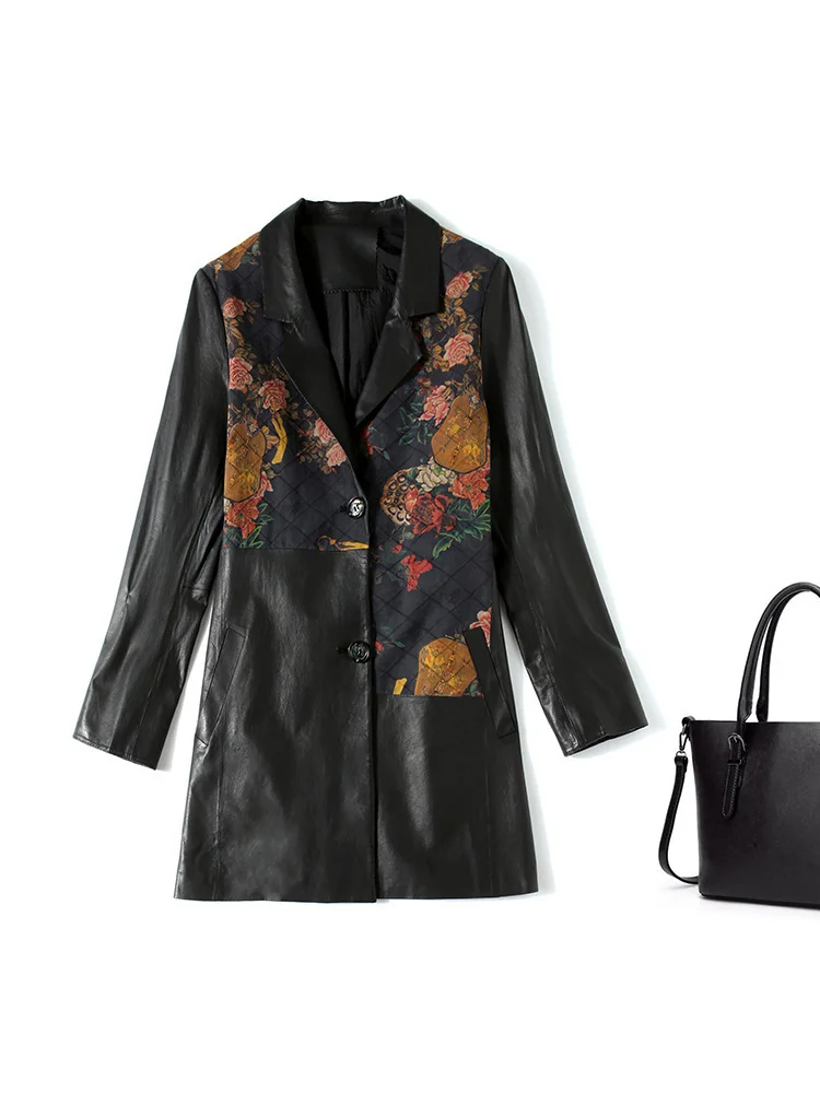 

2023Leather jacket,Chinese Style High Quality Real Sheepskin Coat Female Spring Autumn Genuine Leather Jackets Women Couro Legit