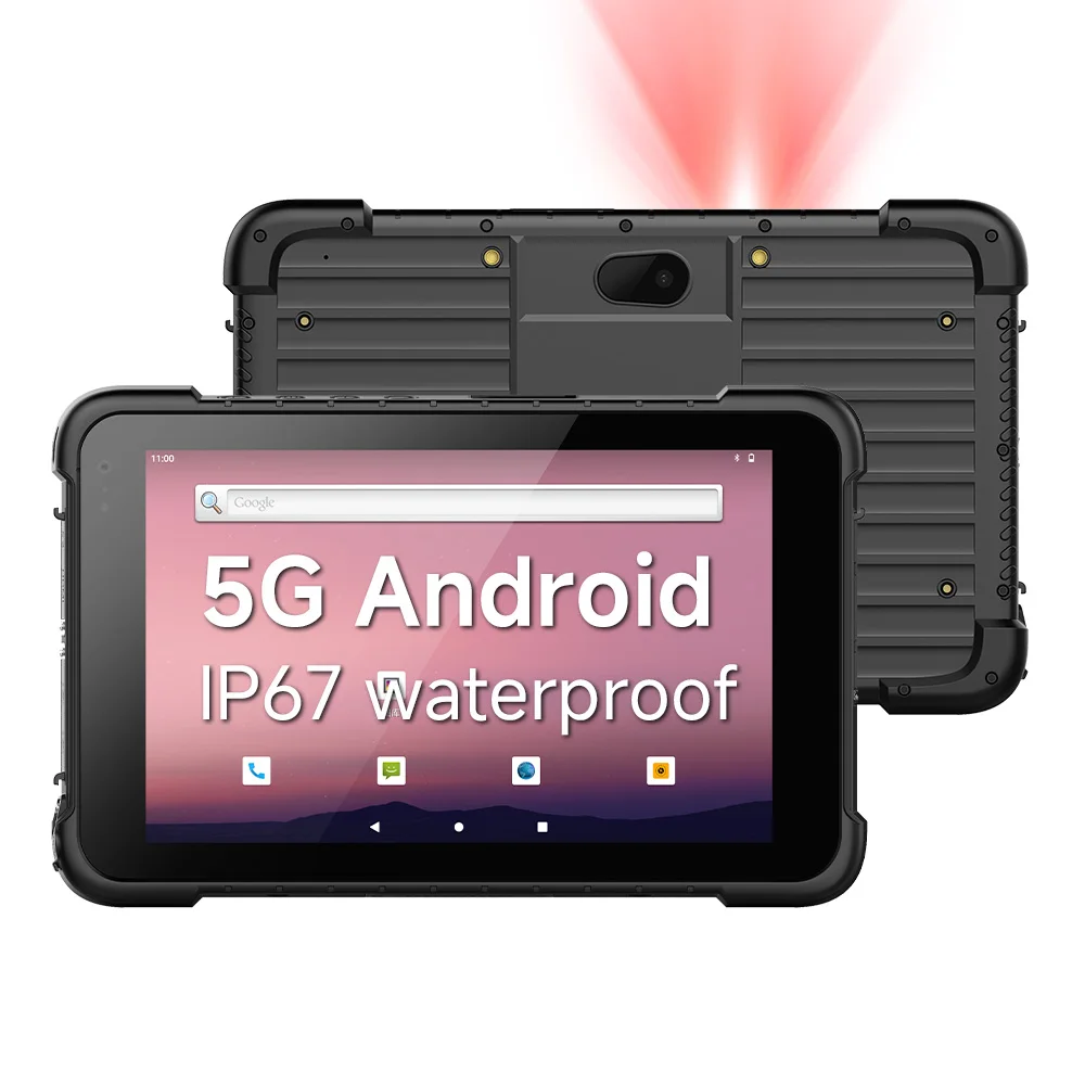 Фото Промышленный 8-дюймовый защищенный планшет Android ODM/OEM, IP67, для использования вне помещений, с NFC, 5G, GPS, креплением для транспорта, считывателем 2D штрих-кодов, хит продаж №1