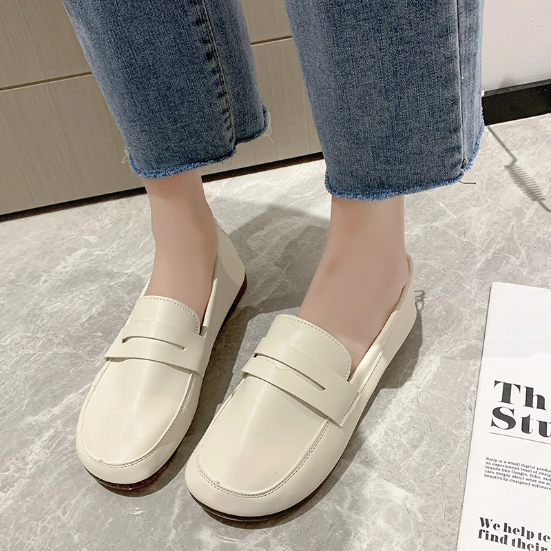 

Summer Shoes Ladies Round Toe All-Match Women's Moccasins Female Footwear Slip-on Casual Sneaker Shallow Mouth Loafers With Fur
