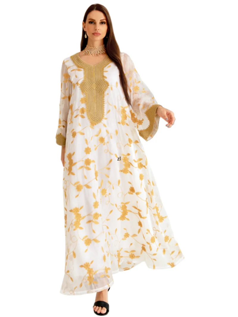 Turkey Muslim Dress Women Abaya Jalabiya Morocco Mesh Embroidery Party Dresses Long Kaftan Femme Musulmane Jilbab Hijab Vestidos