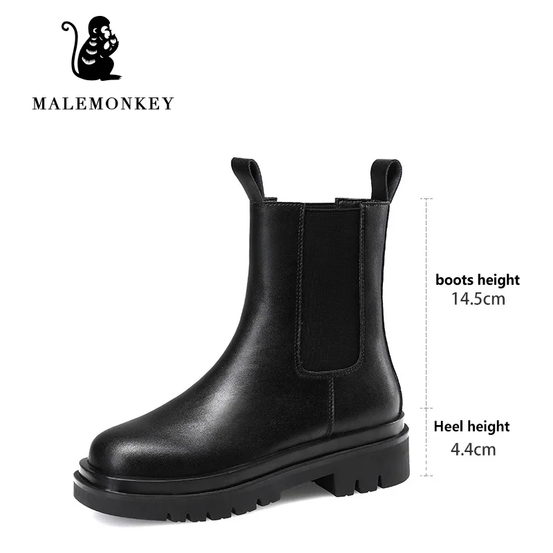 

High Quality Platform Chelsea Boots Women 2022 Winter Autumn Designer Fashion Leather Ankle Boots Ladies Short Boots Clearance
