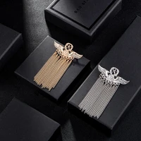 skeds men fashion tassel rhinestone luxury brooches pins chains vintage exquisite wings corsage badges suit clothing brooch pin