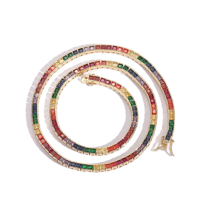 

Цепочка-чокер унисекс с квадратным фианитом, ожерелье в стиле хип-хоп, унисекс, теннисная цепь, сверкающий камень, 3 х3 мм, 1 ряд