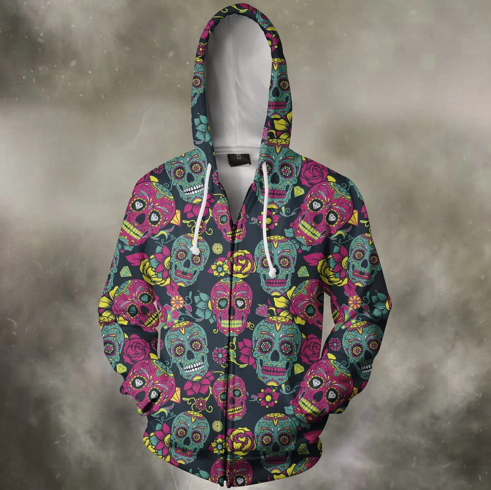 

Beautiful skull tattoo 3D full body print unisex luxury hoodie men sweatshirt zipper pullover casual jacket sportswear-142