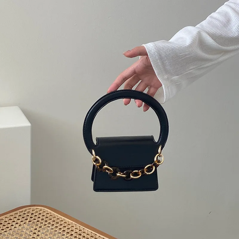 

Women Pu Leather Chain Crossbody Bags Retro Handbags Female Shoulder Bags Black Designer Handbag Evening Clutch Bag 2022 New