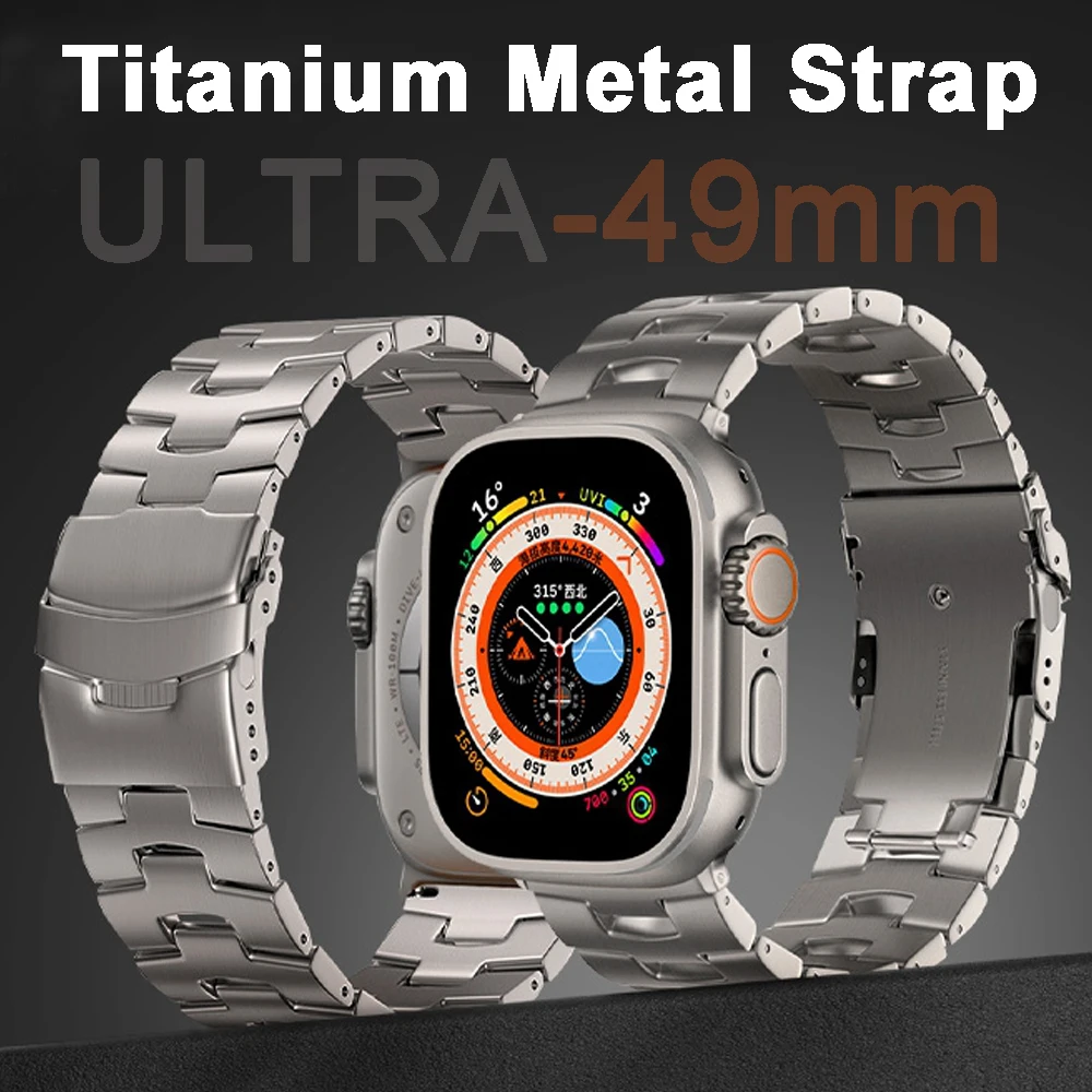 Titanium Metal Strap for correa Apple Watch 8 UItra 49mm 45mm 41mm iwatch 7 6 5 4 3 SE 44mm 40mm Replacement Strap Business Band