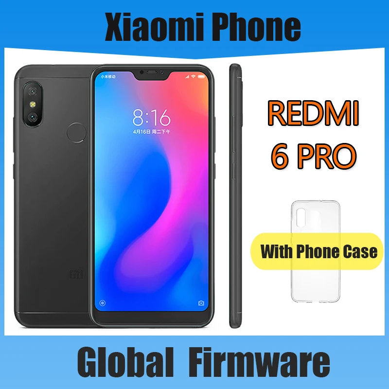 

Smartphone Xiaomi Redmi 6 Pro / Mi A2 lite Cellphone, with Phone Case 4000mAh Batterry Dual SIM Solt Dual Camera Global Firmware