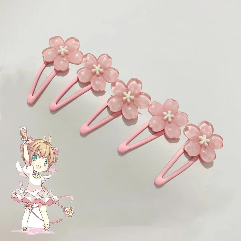 Милые розовые Цветочные заколки для карт Сакура BB волос с боковым Кремовым