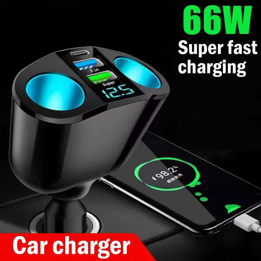 

Cigarette Lighter In A Car Universal 12V-24V Socket Splitter Power Adapter 3.1A 120W Dual USB Car Charger With Voltage Display