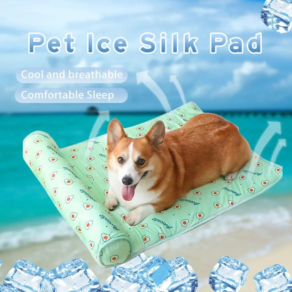 

Summer Cooling Cat Bed Pet Mat Comfortable Cool Ice Silk Cat Mat Pet Nest Washable Mattress Dog Pad Cute Puppy Bed Pad