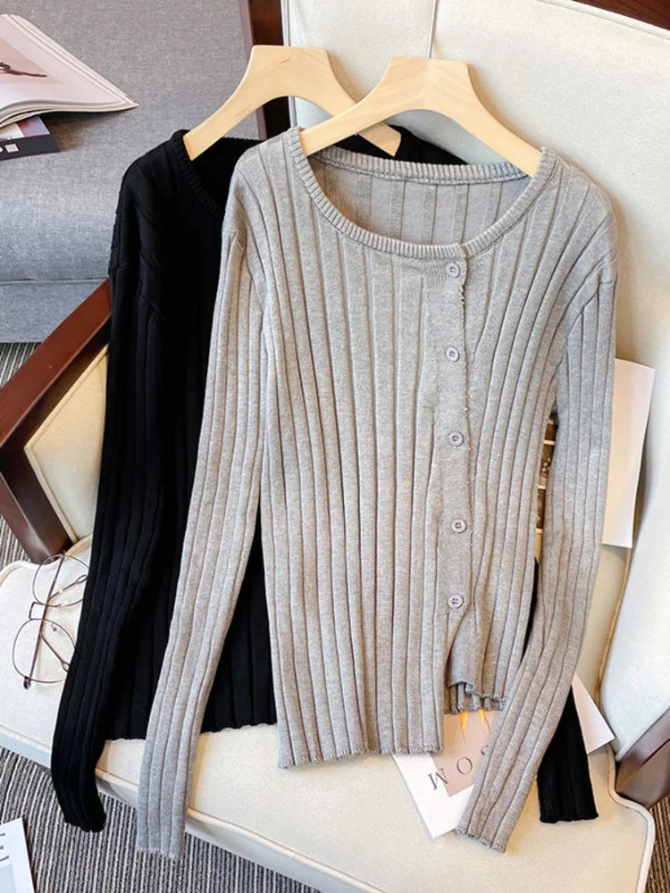 

Женская одежда большого размера, осень 2022, облегающий модный кардиган, свитер, вязаные пальто неправильной формы в Корейском стиле