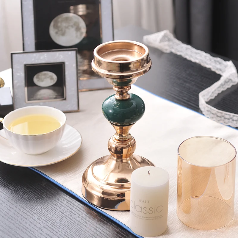 Nordic European Dinning Table Cylinder Candle Holder Glass Stand Nordic Luxury Candle Holders Living Room Decoration 2020 Gift