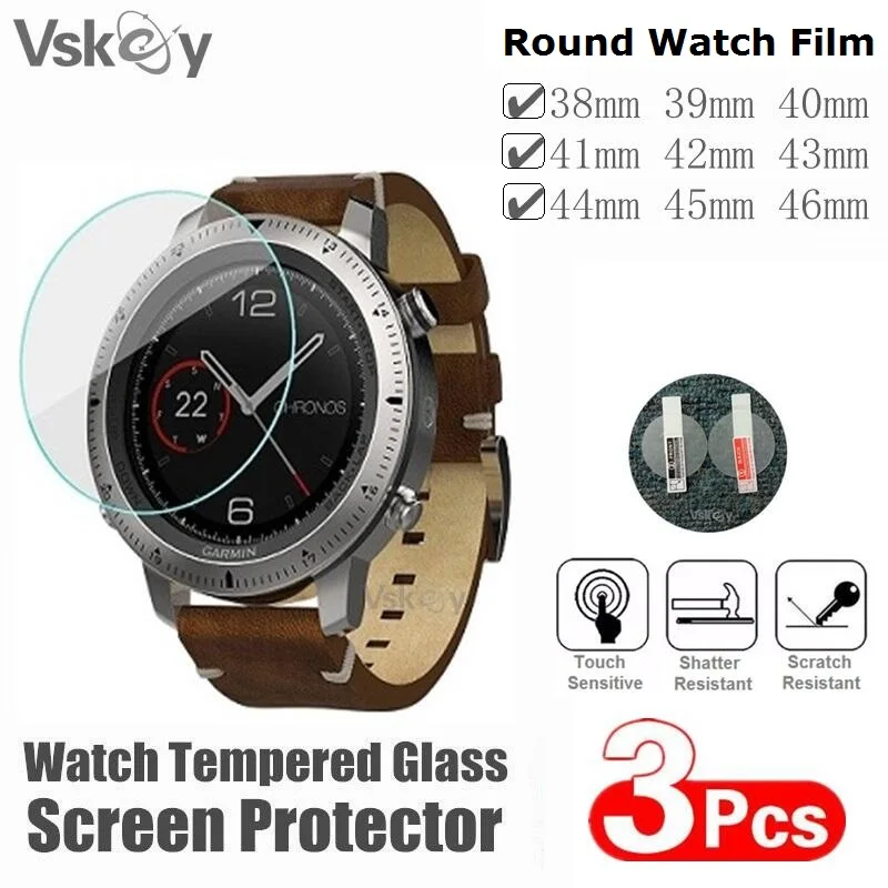 

3PCS Round Smart Watch Screen Protector Diameter 40mm 41mm 42mm 43mm 44mm 45mm 46mm 39mm 38mm Tempered Glass Protective Film