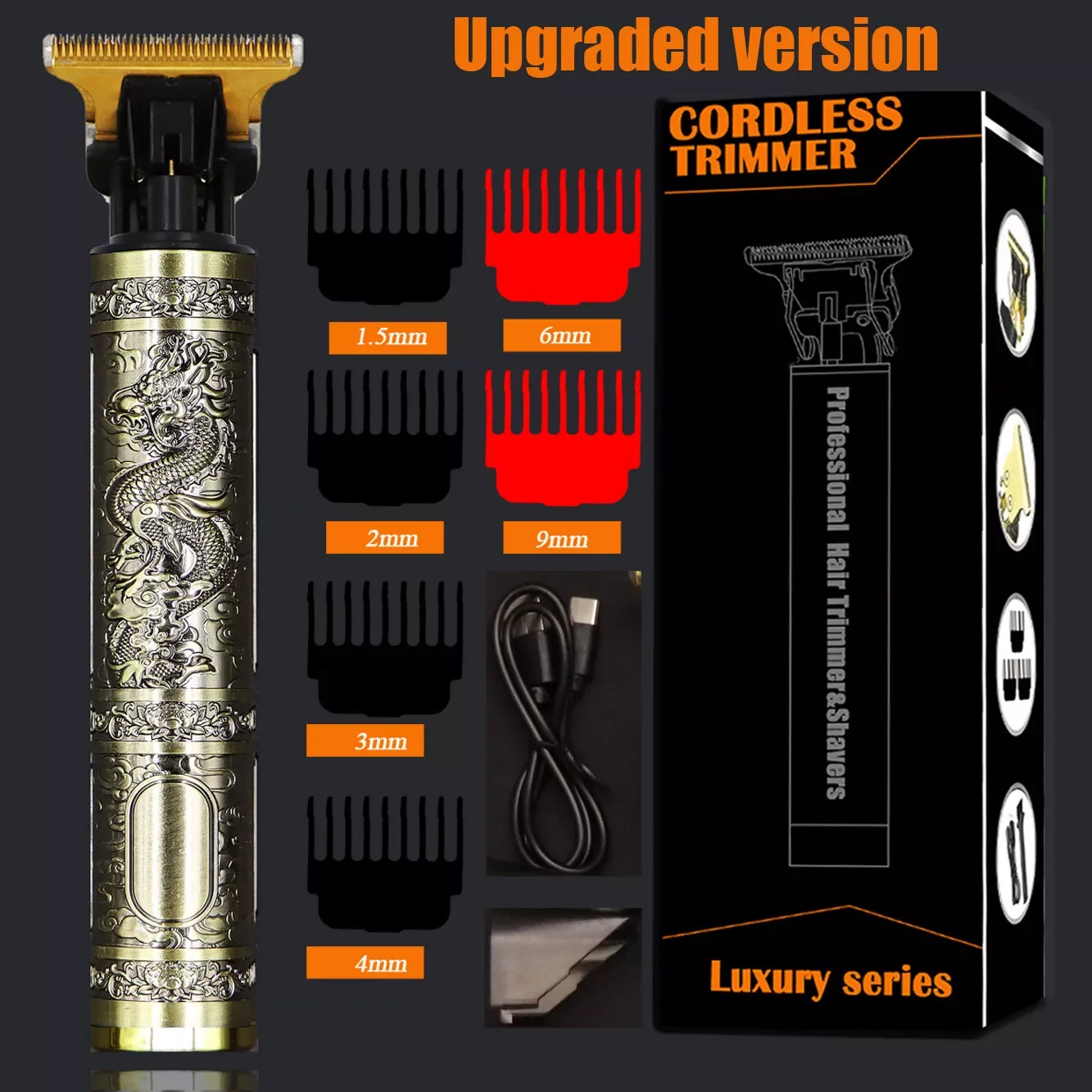 

Vintage T9 0mm USB Hair Cutting Machine Rechargeable Hair Trimmer For Men Barber Professional Beard Clipper