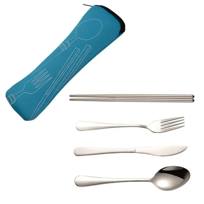 

Portable Stainless Steel Flatware Set Lunch Cutlery Set With Case Stainless Steel Reusable Cutlery Kit For Lunch Box Workplace