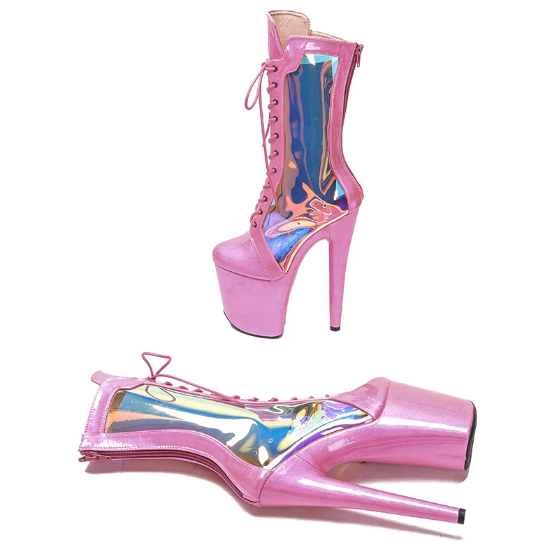 Leecabe 20CM/8Inch   PU fashion  Sexy  High Heels Pole Dance boot