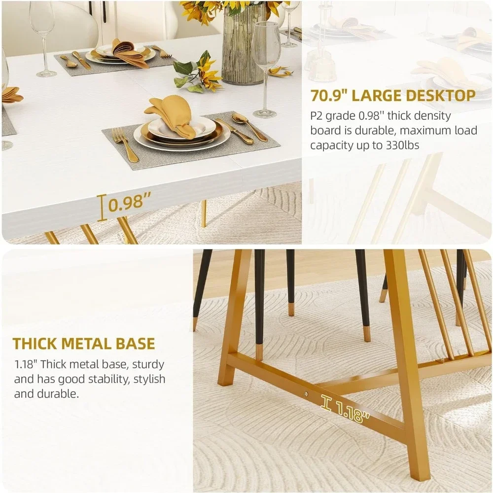 Большой современный обеденный стол 70 3 дюйма для 6-8 человек прямоугольный