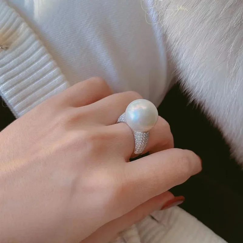 

Gorgeous Simulated Pearl Crystal Zircon Rings Women Engagement Accessories Party Fancy Girl Birthday Gift Fashion Jewelry