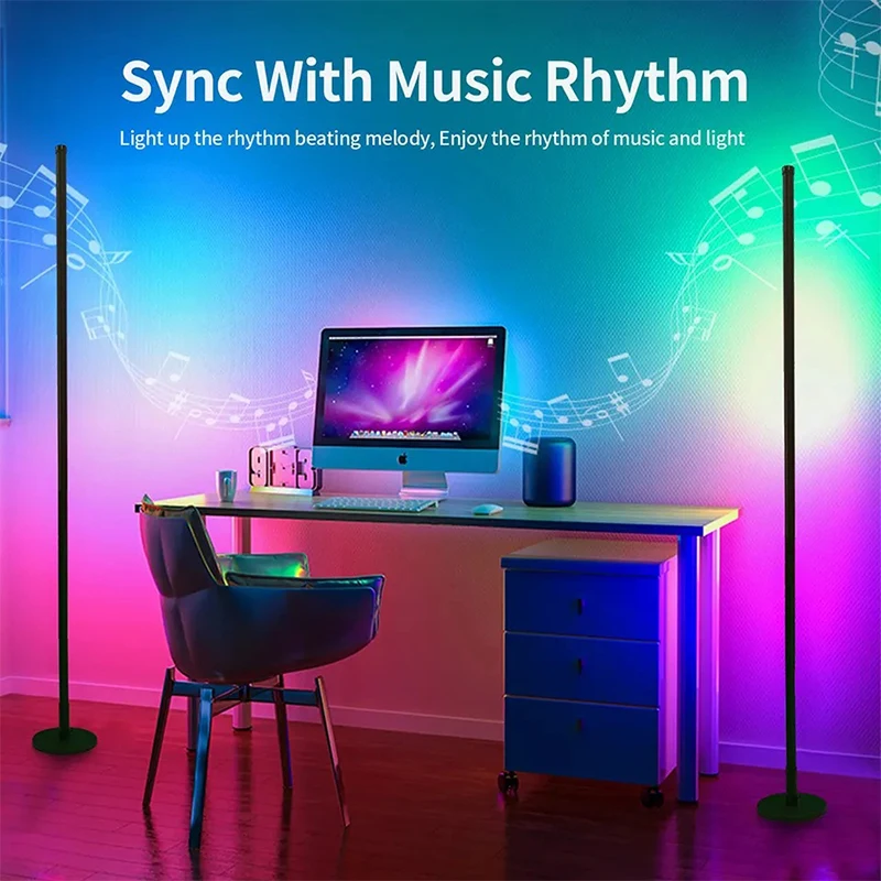 

Stitched Graffiti Round Corner Floor Lamp Dimmable RGB Mood Lighting Smart Led Floor Lamp For Living Room Nordic Home Decor