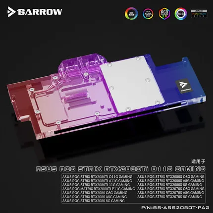Barrow GPU водяной блок полное покрытие охладитель графической карты для ASUS STRIX RTX2080Ti