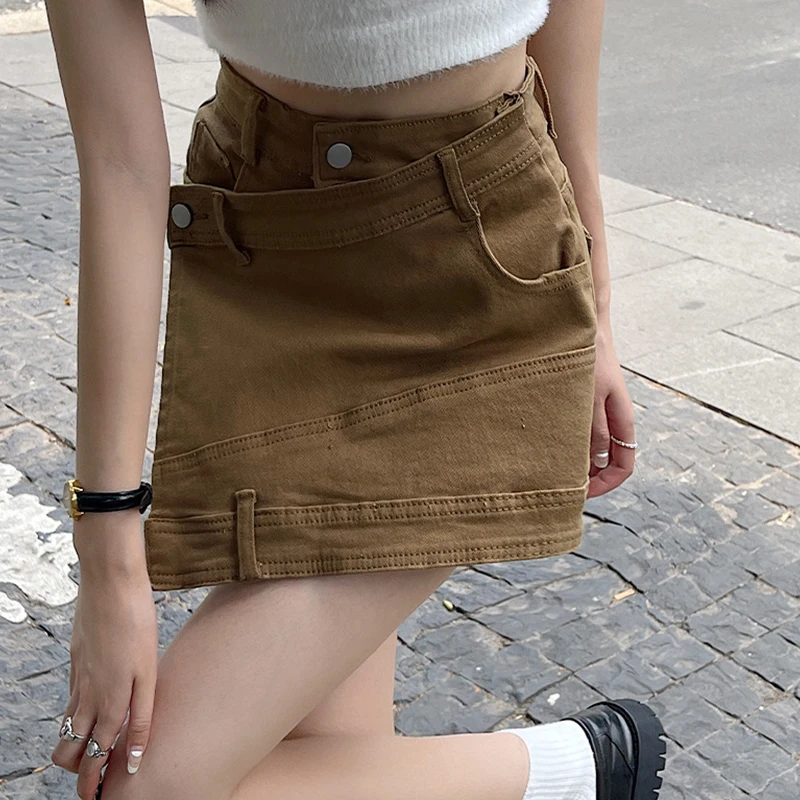 2023 Summer New Women Denim Shorts Pleated High Waist Stretch Jeans Y2K Women Fashion Vintage Beach Casual Shorts Skirt Korean