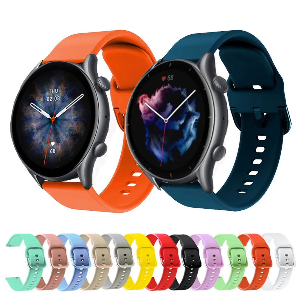 

Ремешок силиконовый для смарт-часов Amazfit GTR 3/3 Pro, спортивный цветной браслет для Amazfit GTR 2 2E 47 мм Pace Stratos 2 2S 3, 22 мм