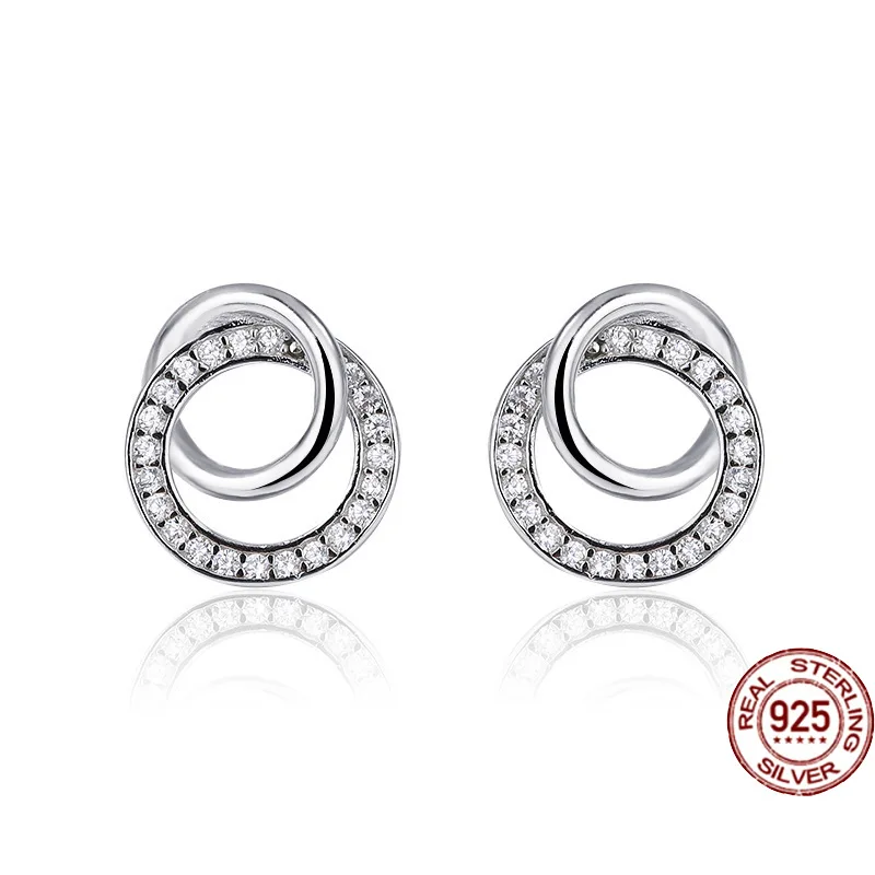 

Серьги-гвоздики из серебра 925 пробы с двойным кольцом