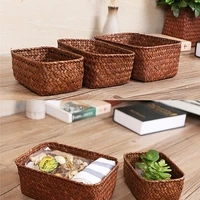 woven seagrass storage baskets straw rattan basket desk organizer picnic basket fruit storage box cosmetic storage container