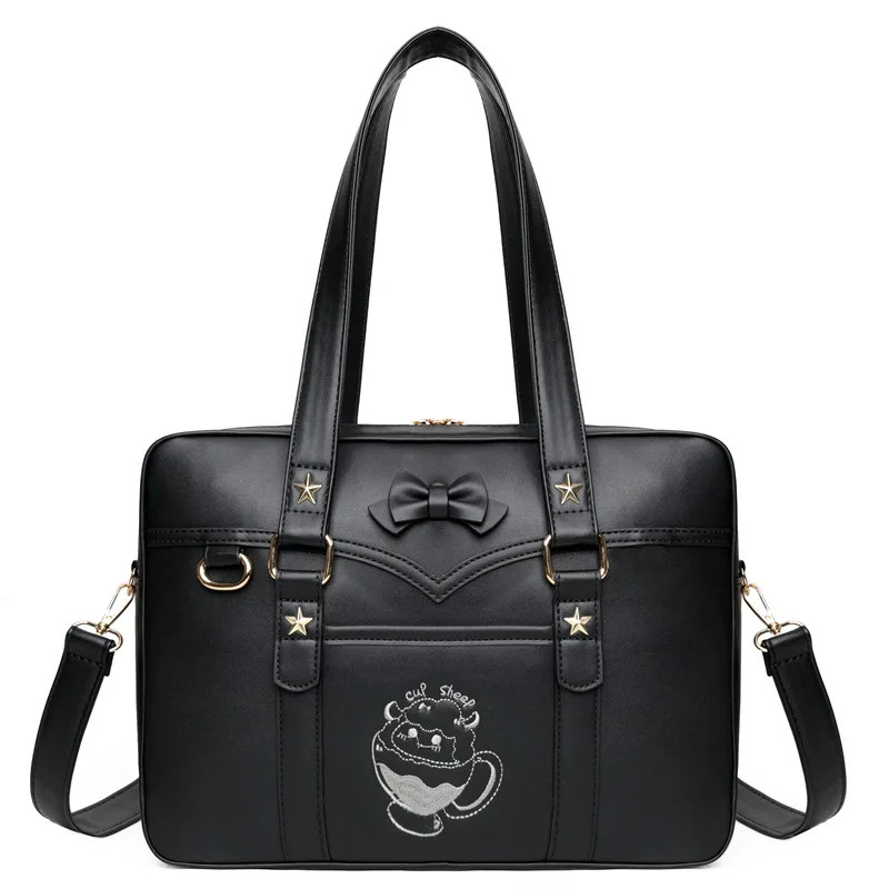 MBTI JK Embroidery Womens Shoulder Bag Kawaii Sheep Pattern Lolita Handbag for Girls Japanese Style Contrast Color Messenger Bag