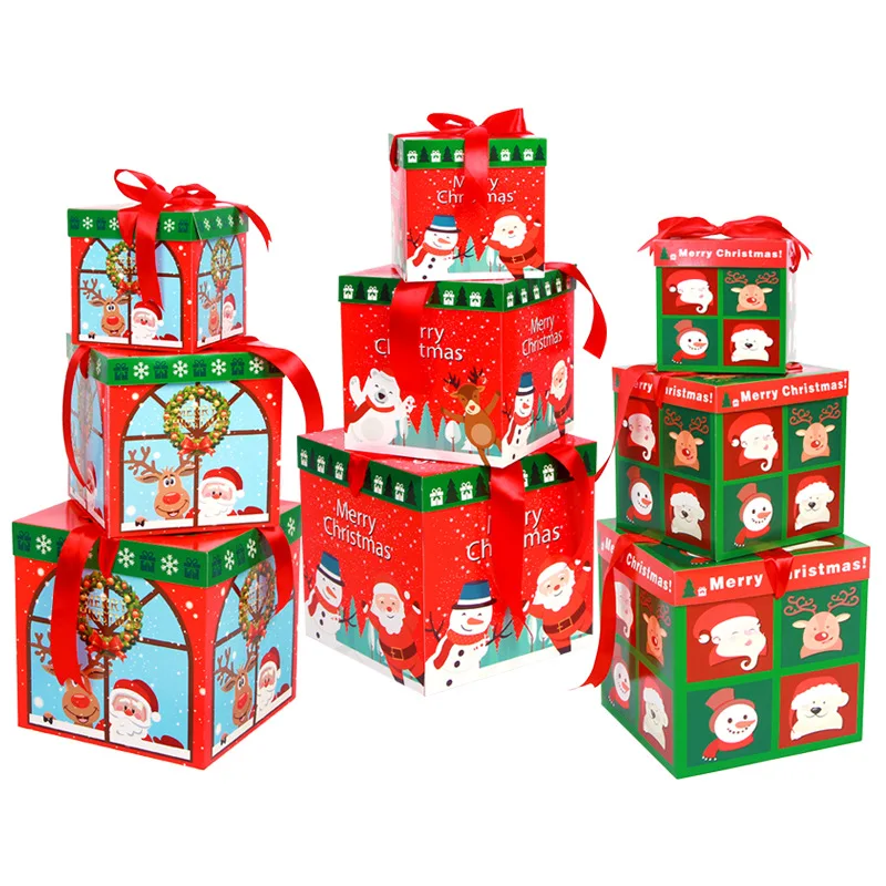 

3 Pcs Brand New Christmas Candy Gift Box Bag Santa Cookies Candy Pack Merry Christmas Jam Kids Love DIY Home Party Decorations