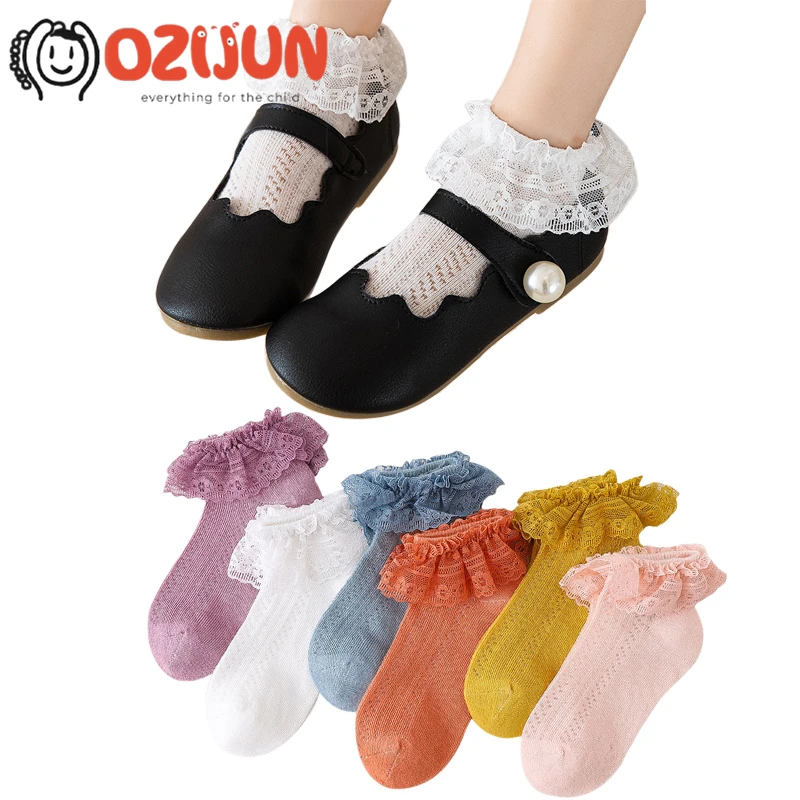 

2022 New Arrivals Spring Summer Baby Girls Breathable Mesh Thin Combed Cotton Lace Socks Kids Girls Socks 0-12 Years Children