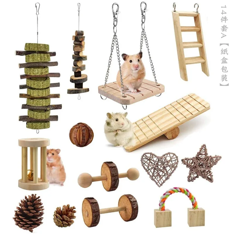 Деревянный хомяк игрушки кролик морская свинка попугай набор для прорезывания