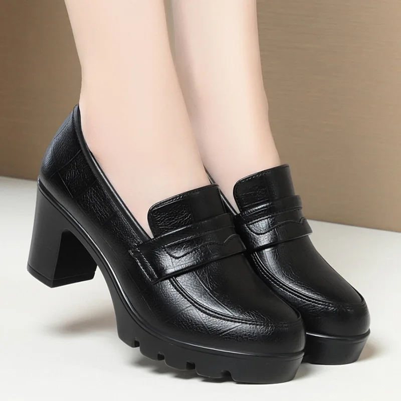 6 5 см 8 модные удобные черные мягкие кожаные туфли с глубоким носком Весна 2024 на