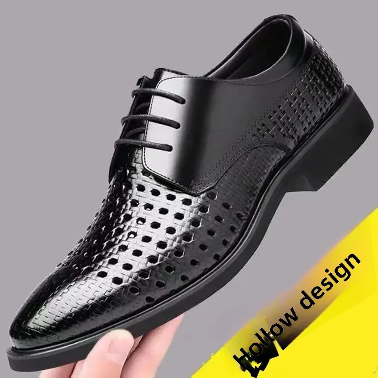 Модная мужская повседневная кожаная обувь в корейском стиле деловая с полой