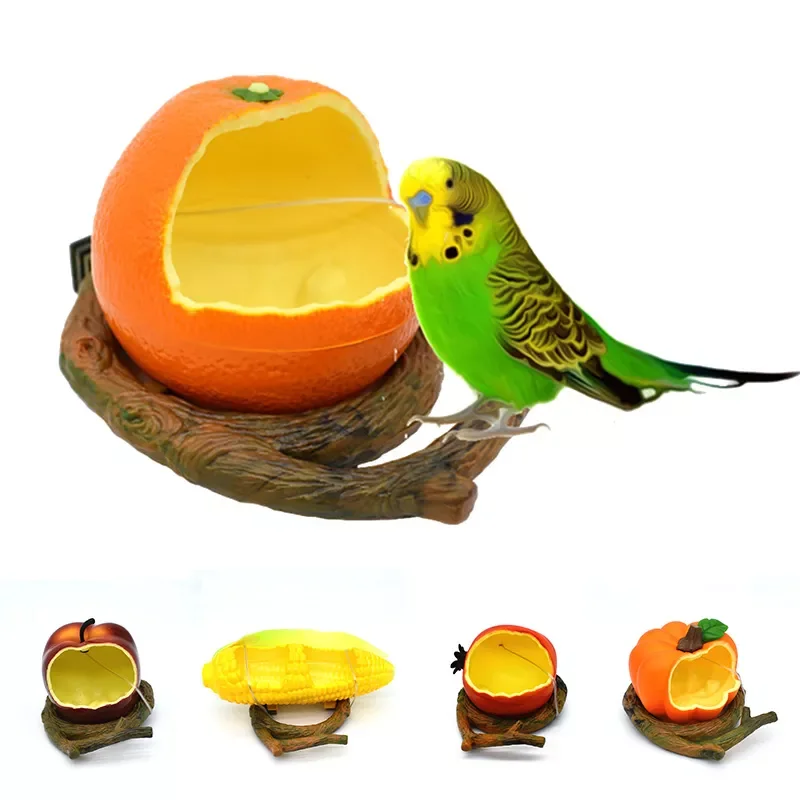 

2022JMT Cute Fruit Shape Birds Feeder Bowl Parrot Water Food Feeding Bowl Container Animal Drinking Feed Cup For Birds Cage Acce
