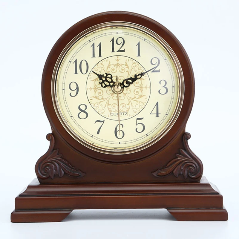 

Mantel Clock Vintage Wooden Battery Operated, Silent Wood Table Clock with Arabic Numerals, Home Decoration, Silent Movement