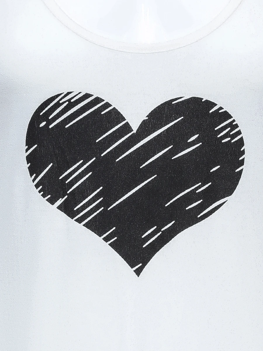 Базовая Женская майка с глубоким круглым вырезом и принтом в виде сердца - купить