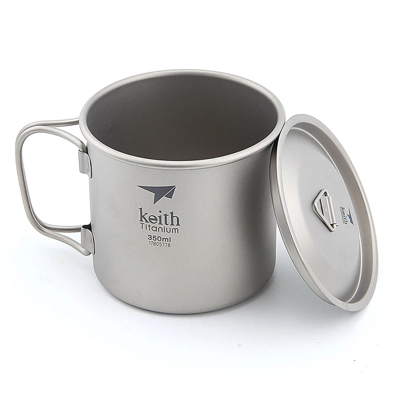

Keith Titanium Camping Mug 350ml Ultralight Portable Outdoor Travel Tableware Water Cup with Fold Handle Ti3240
