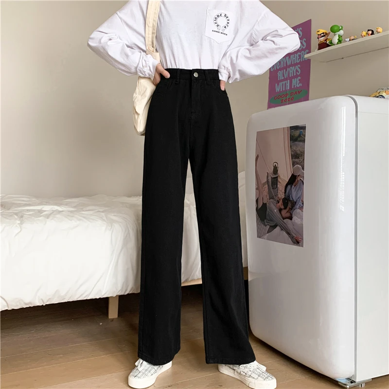 

Women's White Wide Leg Jeans Pant Autumn High Waist All-Match Loose Denim Pant Casual Vintage Trousers Wide Leg Pants Jeans